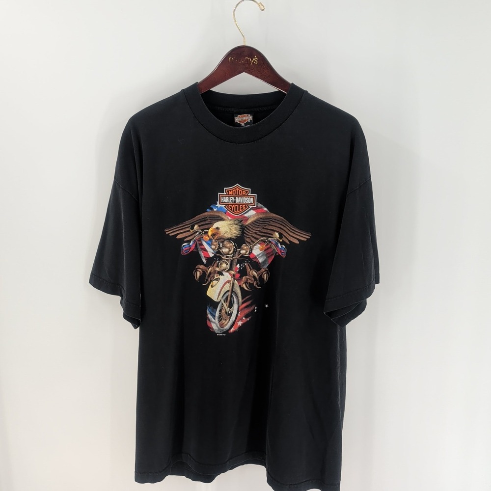 Vtg Harley Davidson Cotton Louisville Kentucky Graphic‎ T-Shirt Black Size 2XL